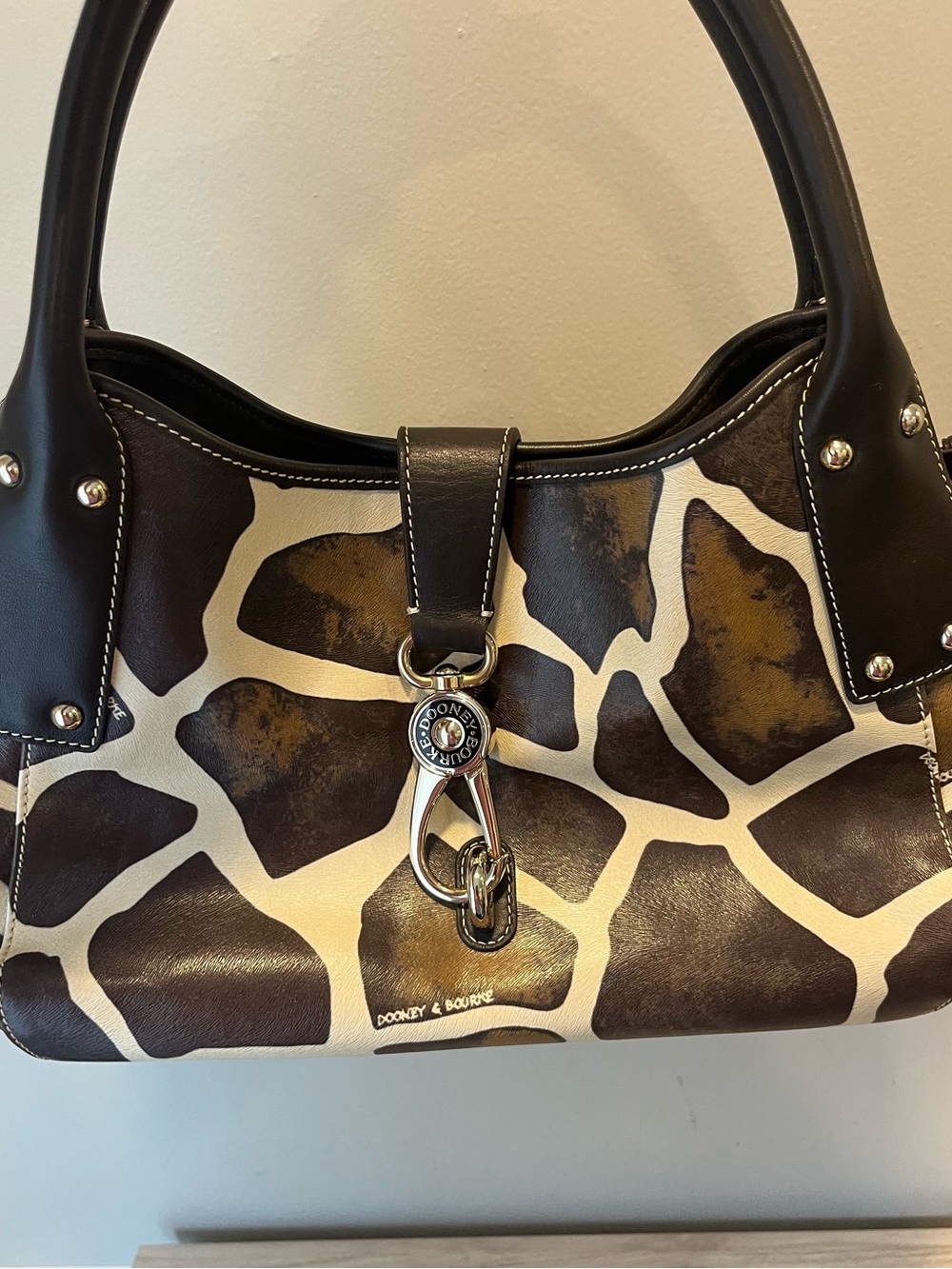Dooney & Bourke Brown and Cream Giraffe-Print Shoulder Bag - Picture 9 of 9